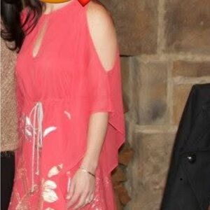 Badgley Mischka dress, size XS, coral and gold